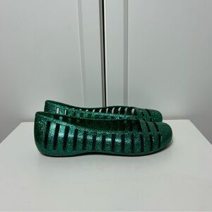 Crocs Adrina Green Glitter Jelly Flats